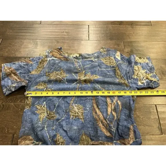 Novica Womens Blue Fall Leaves 100% Cotton Dress Short Sleeve Size M MEDIUM - Picture 8 of 8